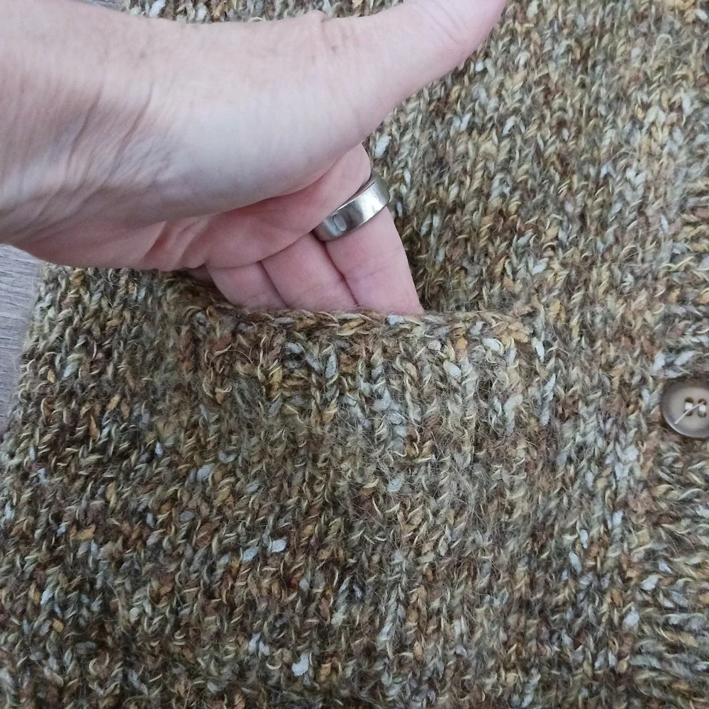 Linda Allard Ellen Tracy Hand Knit Mohair Wool Blend Long Sweater Vest Brown L
